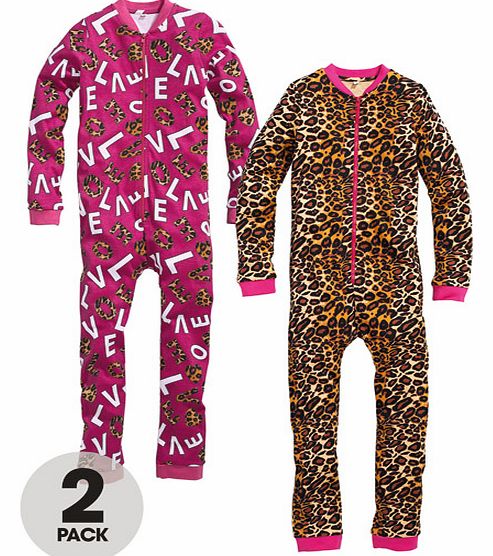 Pack Of Two Love Sleepsuits