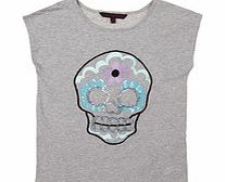2-7yrs grey skull T-shirt