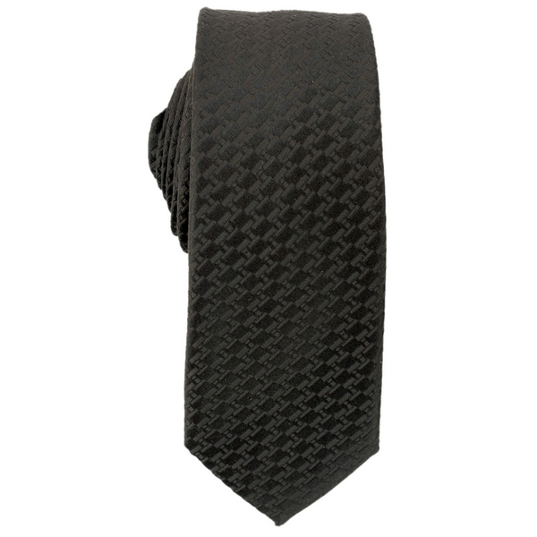Black Dogtooth Skinny Tie by