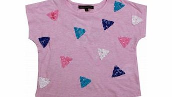 French Connection Girls Pink Sequin Top L22/E8