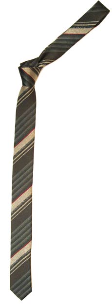 Grey / Red Skinny Silk Tie by