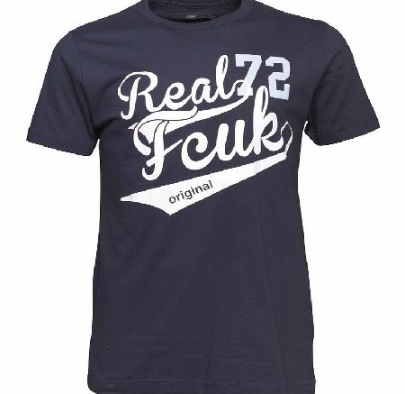 Mens FCUK Real T-Shirt Marine