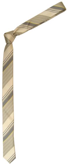 White / Yellow Skinny Silk Tie by