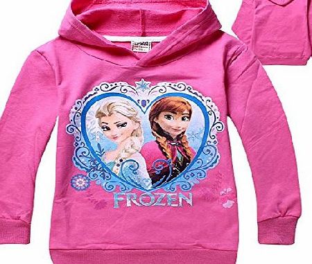 freshbaffs Frozen Elsa amp; Anna Girls Hoody hoodies longsleeve top jumper Pink (7-8years)