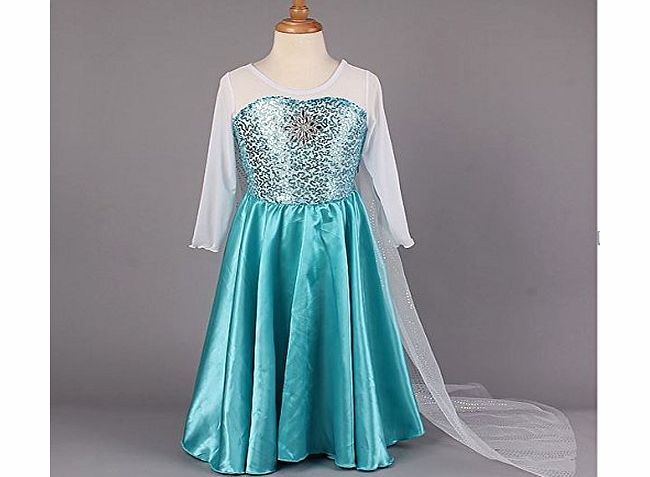 freshbaffs Frozen Elsa Princess Costume Dress Dressing Up 2 3 4 5 6 7 Years (5-6 Years)