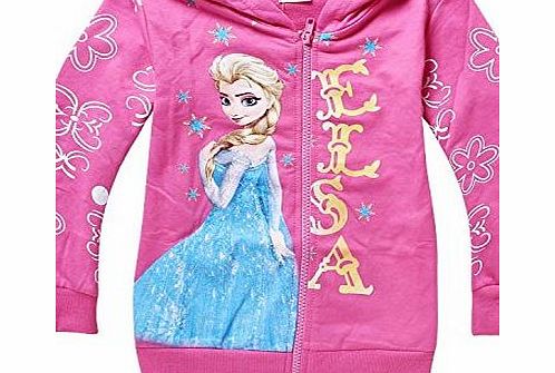 Little Girls Frozen Elsa Longsleeve Hoodies Jacket Outerwear In Blue or Pink (2-3years, Pink Elsa)
