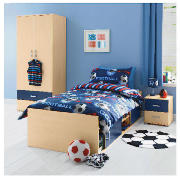 Cabin Bed, Blue & Maple Effect with