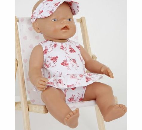 FRILLY LILY Dolls Fairy Print swimming costume with Sun Hat medium, to fit dolls 18-20 inch 45-50cm(DOLL NOT INCLUDED) To Fit dolls such as Baby Annabell