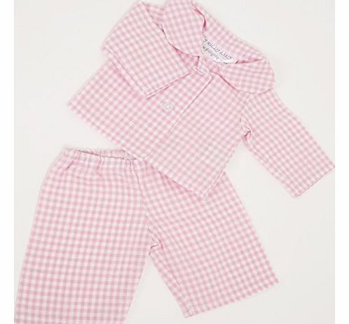 FRILLY LILY NEW! PALE PINK CHECKED PYJAMAS MEDIUM SIZE TO FIT 18-20 INCH DOLLS AND BEARS