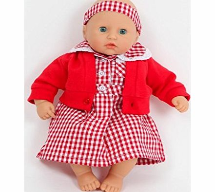FRILLY LILY Red Summer School Uniform , Dress and Cardigan for 12-14 inch Dolls(30-36 cm) DOLL NOT INCLUDED , for dolls such as My Little Baby Born , and My First Baby Annabell