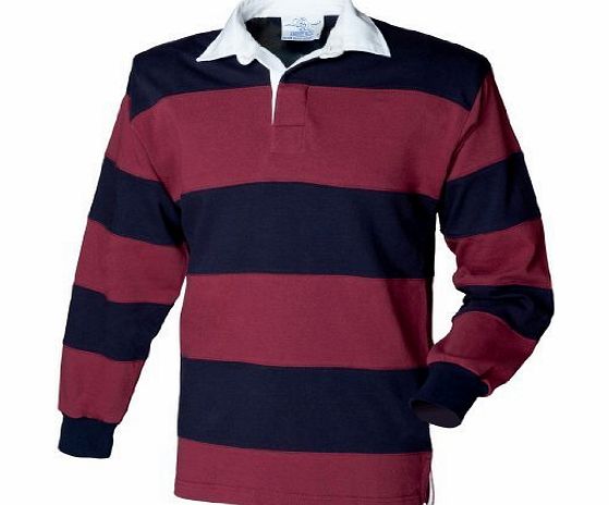 Sewn Stripe Rugby Shirt (Large, Burgundy/Navy)