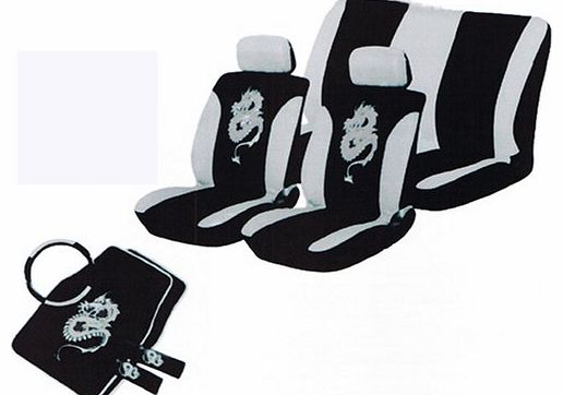 Frontier BRAND NEW 13 PIECE ***GREY*** DRAGON PRINT CAR SEAT COVERS