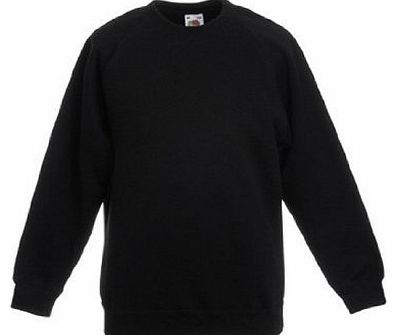  Kids Childrens Raglan Style Sweatshirt Black 9-11 Years