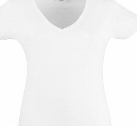 Fruit of the Loom  Ladies Lady-Fit Valueweight V-Neck Short Sleeve T-Shirt (M) (White)
