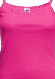 Fruit of the Loom LADIES STRAPPY CAMISOLE TOP T SHIRT - 9 COLOURS (XS-XL) (M - 10/12, FUCHSIA PINK)