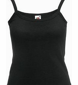 Fruit of the Loom LADIES STRAPPY CAMISOLE TOP T SHIRT - 9 COLOURS (XS-XL) (XL - 14/16, BLACK)