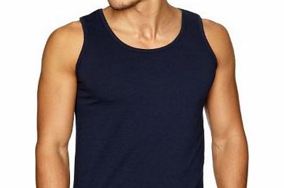 Fruit of the Loom Mens 3 Pack Slubbed Athletic Vest, Navy/Red/Heather, Large
