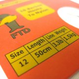 FTD Fishing Tackle Direct 10 FTD Barbed Fishing Hooks to Nylon Size 12.