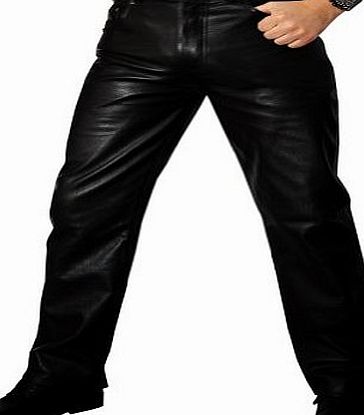 Fuente Men Leather Trouser Leather Pants Leather Fuente 501 Smooth Leather Lederhose, Size: W33/L34