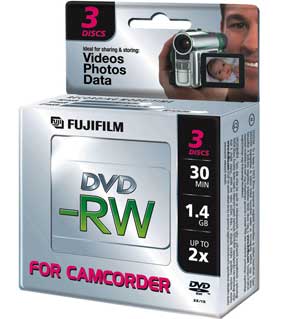 DVD-RW 1.4GB - 2x Speed - 8cm for Camcorder - 3 Discs in Jewel Cases