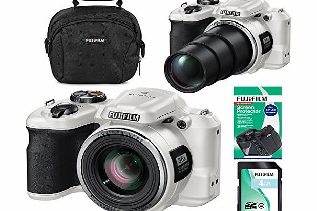 Fujifilm FinePix S8650 16MP Digital Bridge Fuji Camera Bundle - 36x Zoom - White