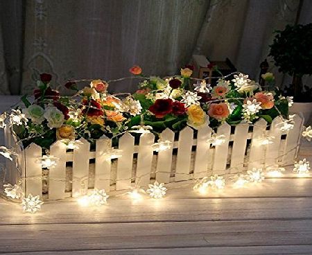 Fuloon Waterproof Tech 10M 80 Led Blossom Solar Fairy Lights Indoor / Outdoor Party String Fairy Wedding Curtain Light Christmas Weddings Festival Day Decoration (Warm White, Lotus Flower)