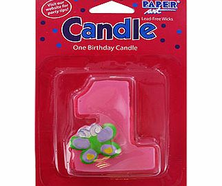 Fun at One Number 1 Moulded Pink Cake Candle