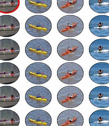 Fun Photo Cakes X24 1.5`` Canoeing amp; Kayaking Birthday Cup Cake Toppers Decorations on Edible Wafer Rice Paper