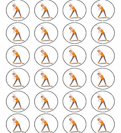 X24 1.5`` Fitness Exercise / Aerobics Cup Cake Toppers Decorations on Edible Rice Paper