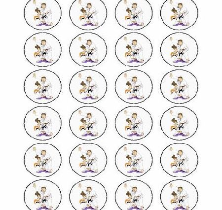 Fun Photo Cakes X24 1.5`` Judo Cup Cake Toppers Decorations on Edible Wafer Rice Paper