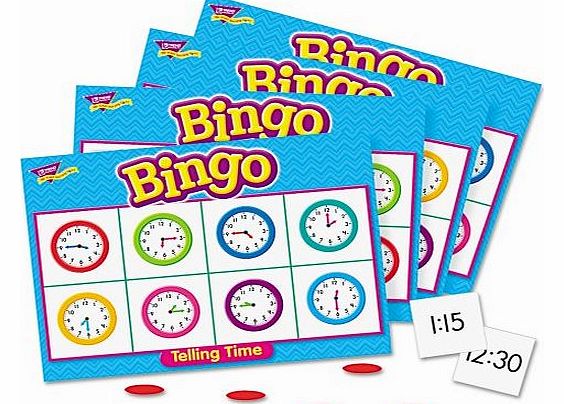 Fun to Know 36-Piece 333 g Learning Telling the Time Bingo Games, White