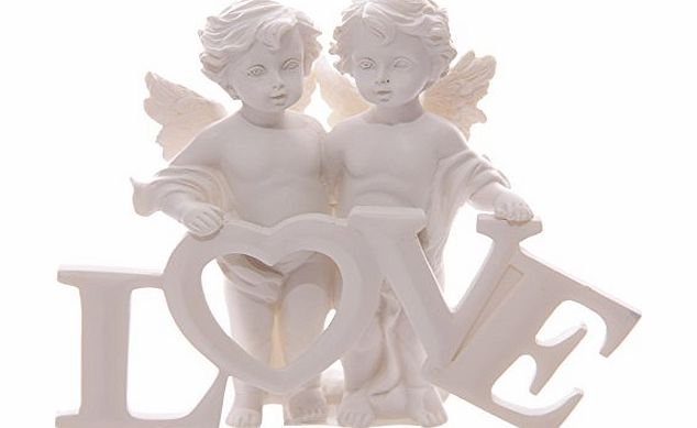 Funky Gadget Store Angel Cherubs Holding Love Letters Ornament Figure Mothers Nana Grandma Gran Gift Present