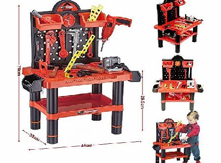 FunkyBuys Childrens 54pc Tool Bench Playset Workshop Tools Kit Kids Toy Battery Operated Electronic Drill