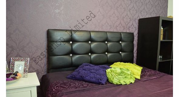FunkyBuys FAUX LEATHER DIAMOND HEADBOARD AVAILABLE 2FT6/3FT/4FT/4FT6/5FT/ 24 INCH HEIGHT (Black, 5ft Kingsize)