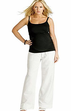 Funmum Black Linen Maternity Trousers, UK Size 8 - Long length (33``)