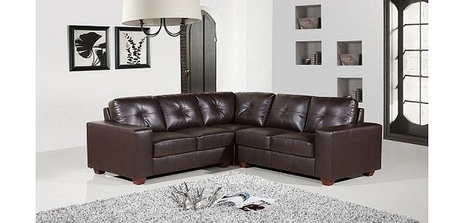 Furniture Kraze SOPHISTICATED BROWN REAL BONDED LEATHER SOFA (CORNER)