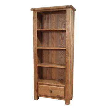 Dallum Solid Oak 3 Shelf 1 Drawer Bookcase