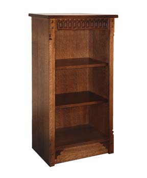 Olde Regal Oak Low Narrow Bookcase - WHILE