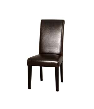 Furniture Link Tina Leather Dining Chairs in Dark Brown (pair)
