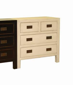 Clearance - Ling White Lacquered 2+2 Drawer Chest