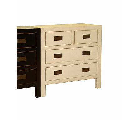 Ling White Lacquered 2+2 Drawer Chest