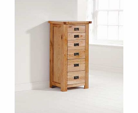 Furniture Solutions Marvin 6 Drawer Tallboy - Natural Oak
