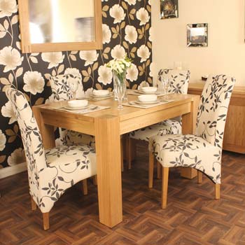 Furniture123 Aldan Solid Oak Wide Rectangular Dining Set