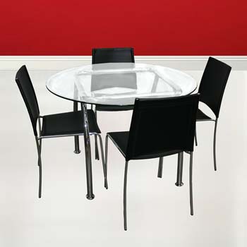 Furniture123 Altamura Round Glass Dining Set - WHILE STOCKS