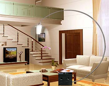 Furniture123 Arco Floor Lamp 1062 with Glass Shade