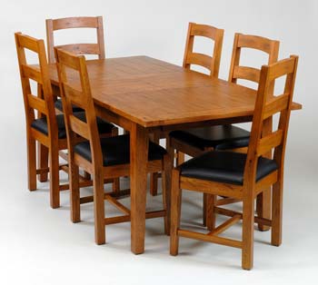 Furniture123 Balint Large Extending Dining Set with 6 Slatted