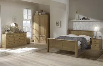 Bourne Pine 4 Piece Bedroom Set with Wide Wardrobe