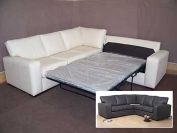 Bronco Leather Corner Sofa Bed