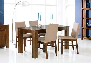 Calla Acacia Dining Set with Upholstered Chairs