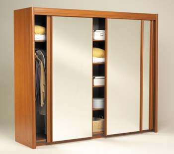 Furniture123 Carlene Triple Mirrored Wardrobe in Lugano Cherry